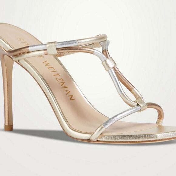 Stuart Weitzman Women's Gold and Silver Heels Size 9.5 New In The Box/Dustbag - Picture 1 of 9